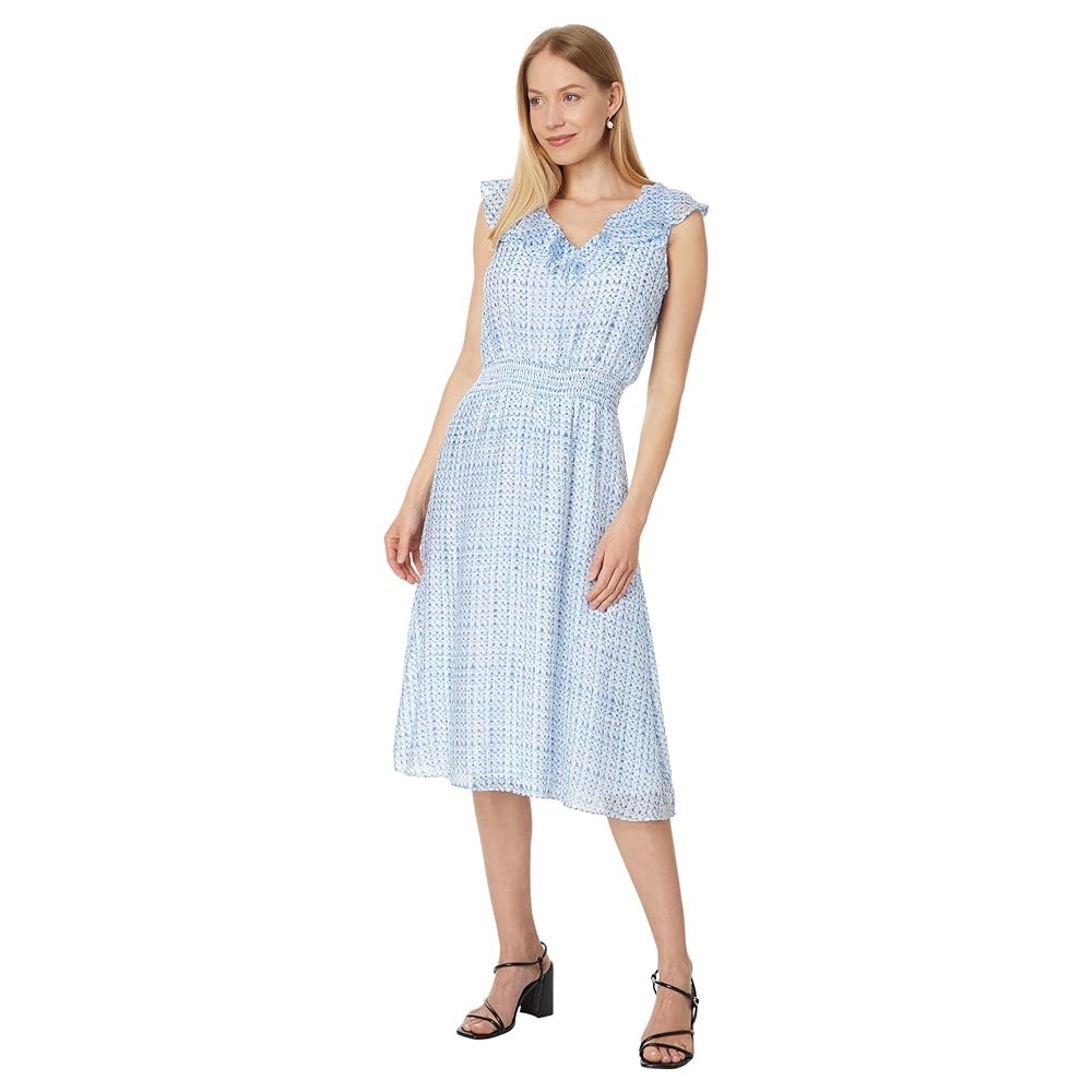 Vince Camuto Women's Smocked Waist Midi‎ Dress Size Extra Large in Airy Blue